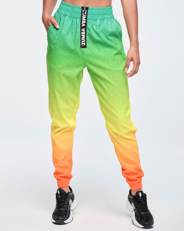 Funscape High Waisted Zip Front Track Pants - Get In Lime / Purple Pop Z1B000471