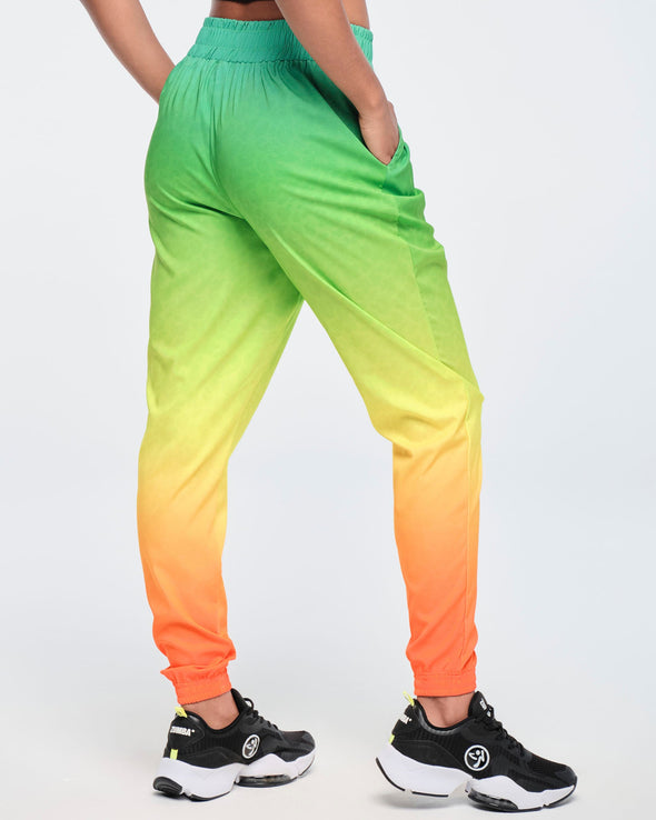 Funscape High Waisted Zip Front Track Pants - Get In Lime / Purple Pop Z1B000471