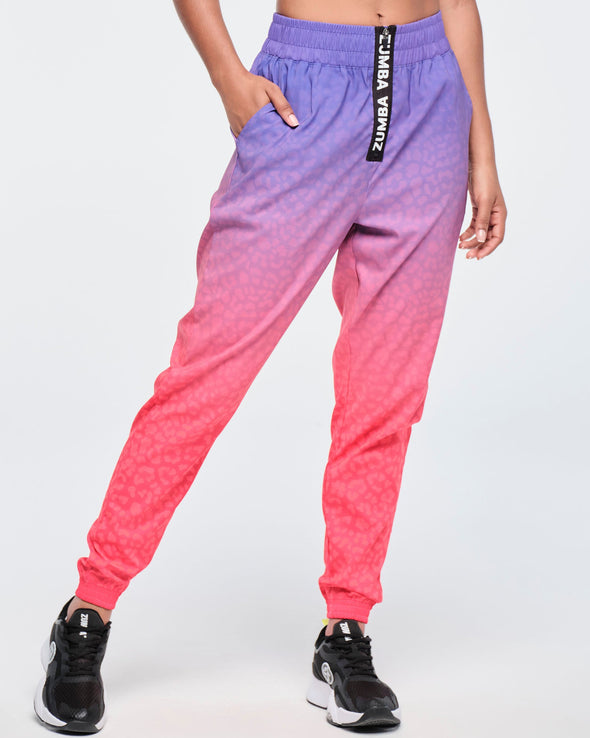 Funscape High Waisted Zip Front Track Pants - Get In Lime / Purple Pop Z1B000471