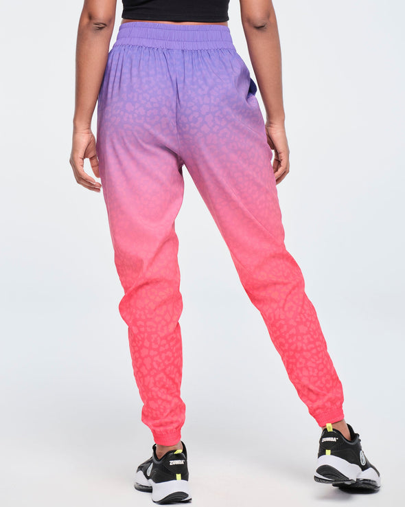 Funscape High Waisted Zip Front Track Pants - Get In Lime / Purple Pop Z1B000471