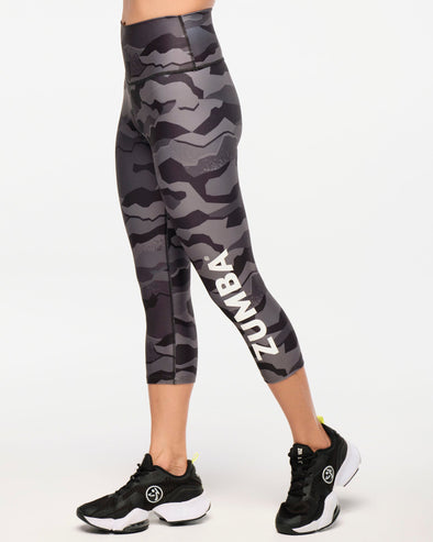 Zumba Explore High Waisted Capri Leggings -  Gray Expedition Z1B000477