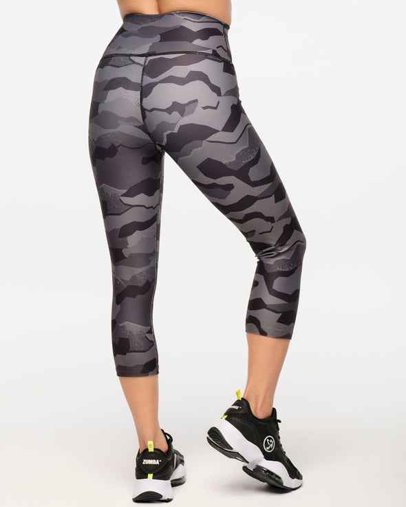 Zumba Explore High Waisted Capri Leggings -  Gray Expedition Z1B000477