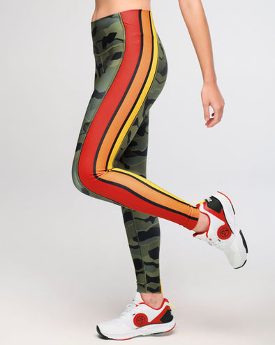 Zumba Explore High Waisted Ankle Leggings With Side Panels - Olive Expedition Z1B000480