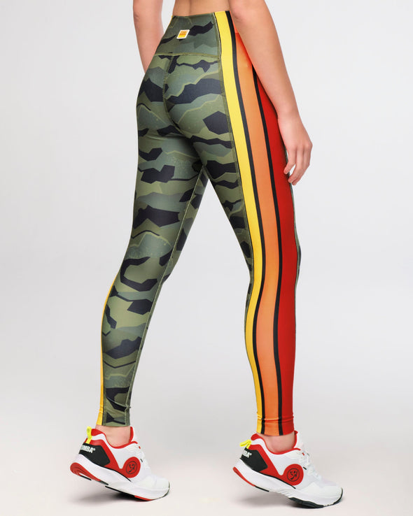 Zumba Explore High Waisted Ankle Leggings With Side Panels - Olive Expedition Z1B000480