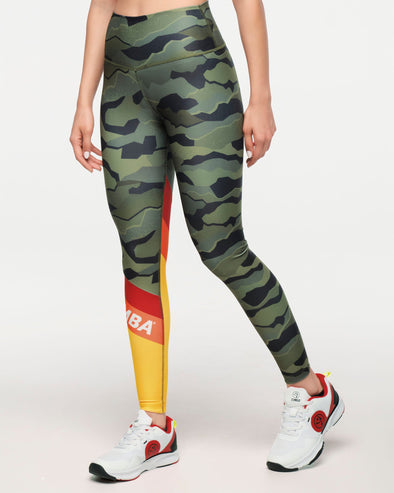 Zumba Explore High Waisted Ankle Leggings - Olive Expedition Z1B000483