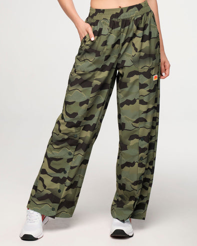 Zumba Explore Wide Leg Woven Pants - Olive Expedition Z1B000485