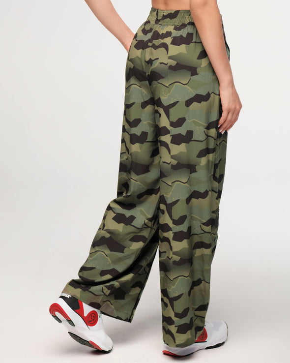 Zumba Explore Wide Leg Woven Pants - Olive Expedition Z1B000485