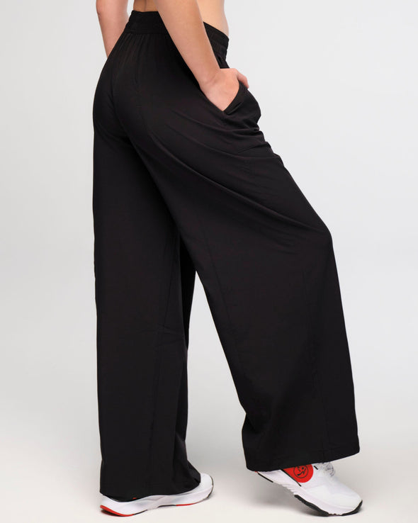 Zumba Explore Wide Leg Woven Pants - Bold Black - Bold Black Z1B000486