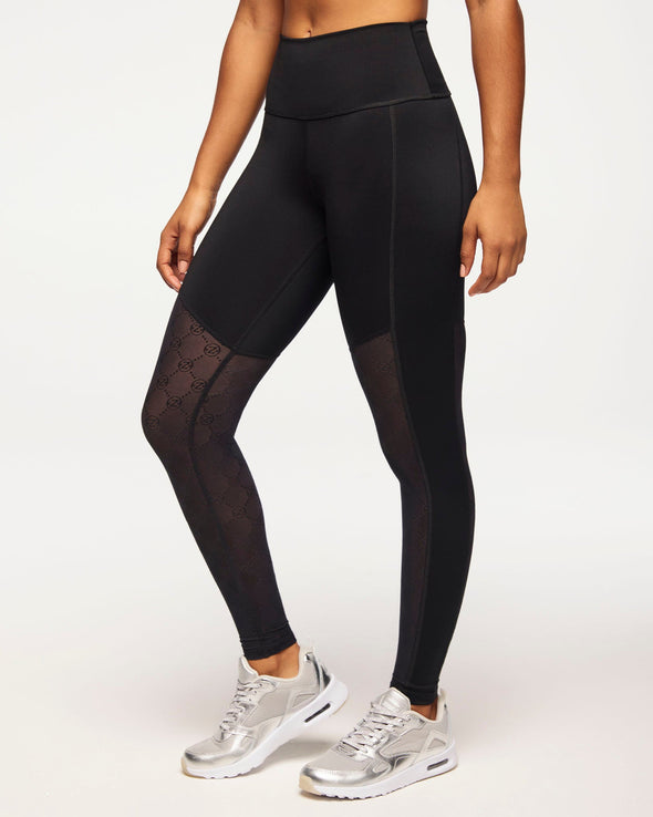 Zumba Runway High Waisted Ankle Leggings With Mesh Inserts - Bold Black Z1B000500