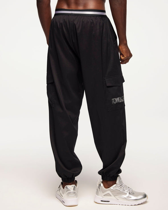 Zumba Runway Parachute Cargo Pants With Elastic Waistband  - Bold Black Z1B000502