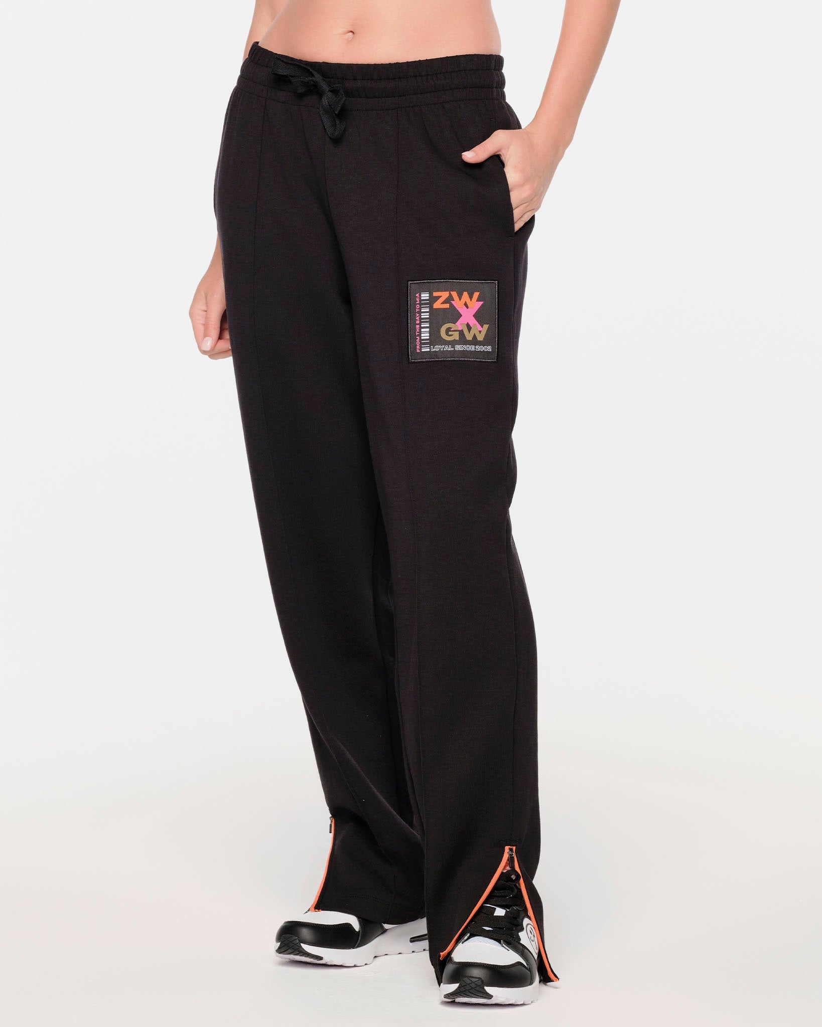 ZW X GW Wide Leg Sweatpants With Side Panel - BLACK