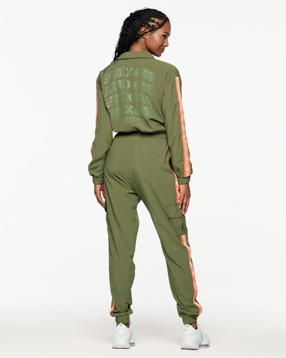 ZW X GW Mock Neck Woven Cargo Jumpsuit - Olive You Z1B000511