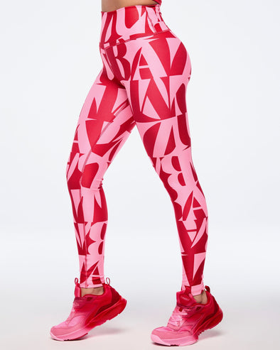 Zumba Haus High Waisted Ankle Leggings - Red/Pink Z1B000525