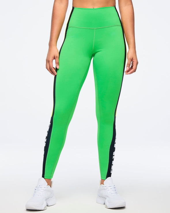 Zumba Haus High Waisted Panel Ankle Leggings - Green Light Z1B000526