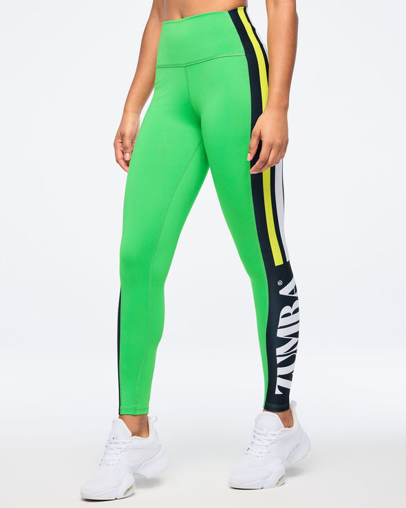 Zumba Haus High Waisted Panel Ankle Leggings - Green Light Z1B000526