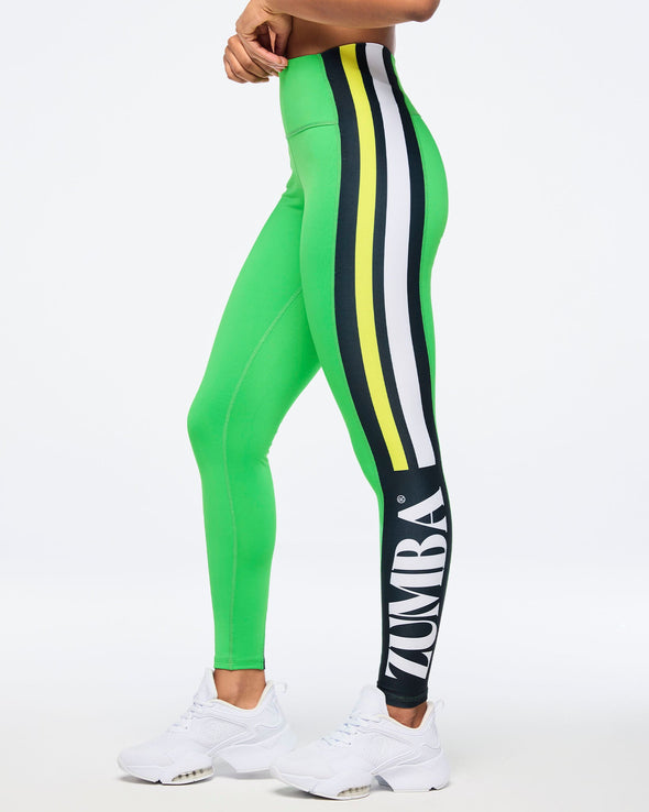 Zumba Haus High Waisted Panel Ankle Leggings - Green Light Z1B000526