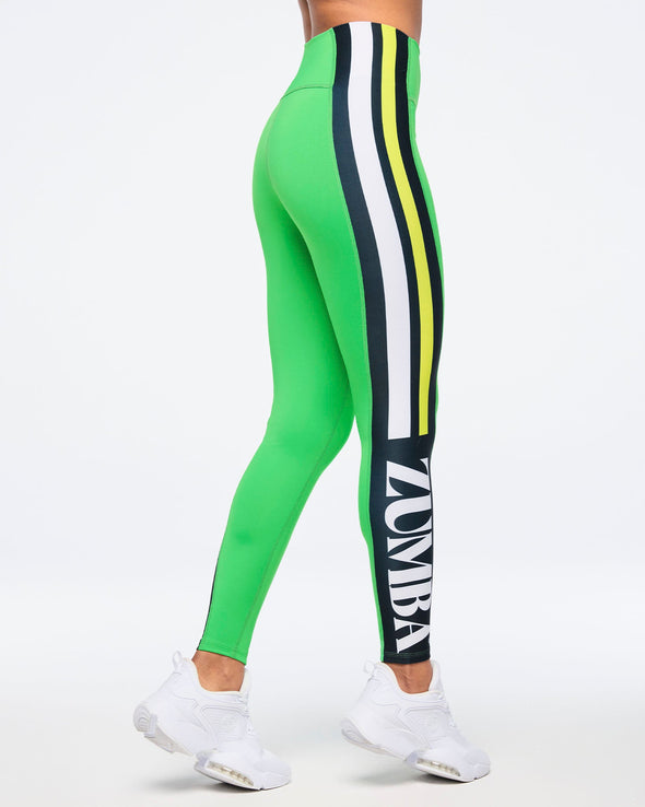 Zumba Haus High Waisted Panel Ankle Leggings - Green Light Z1B000526