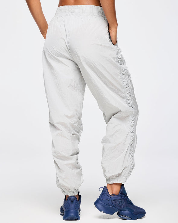 Zumba Out Loud Ruched Side Woven Track Pants - Silver Z1B000529