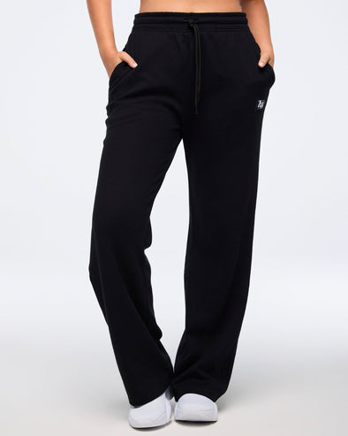 Zumba Haus Straight Leg Knit Waffle Pants - Bold Black Z1B000533