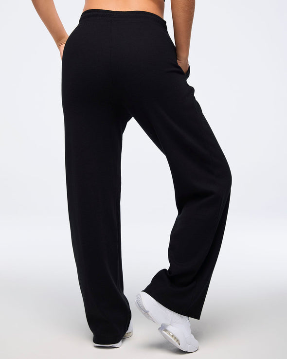 Zumba Haus Straight Leg Knit Waffle Pants - Bold Black Z1B000533