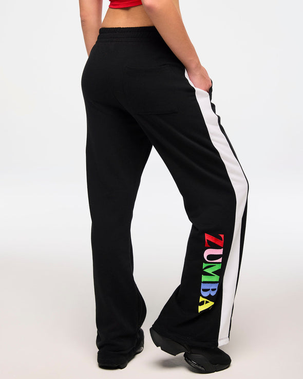 Zumba Haus Knit Flared Leg Sweatpants - Bold Black Z1B000534