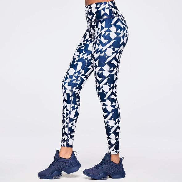 Zumba Out Loud High Waisted Ankle Leggings - Navy/White Z1B000544