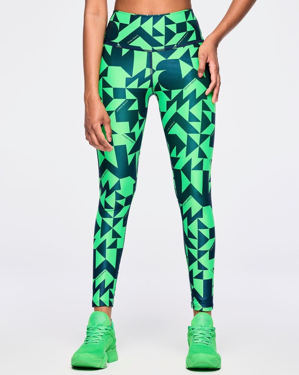 Zumba Out Loud High Waisted Ankle Leggings - Navy/Green Z1B000545