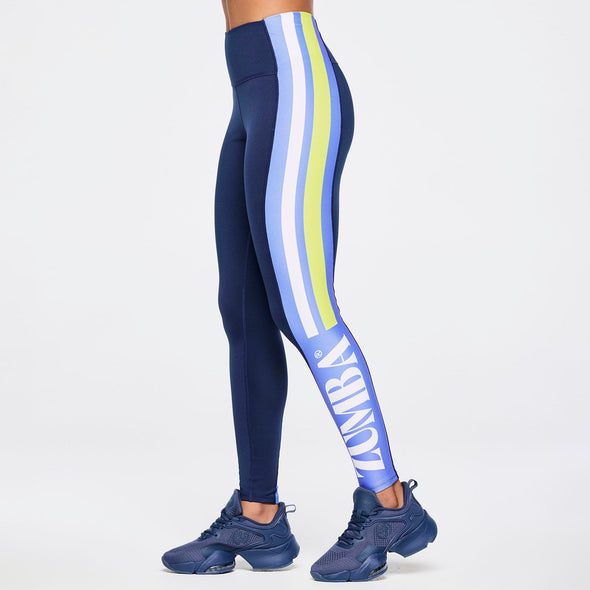 Zumba Out Loud High Waisted Ankle Leggings With Side Panel - Let's Go Indigo Z1B000546