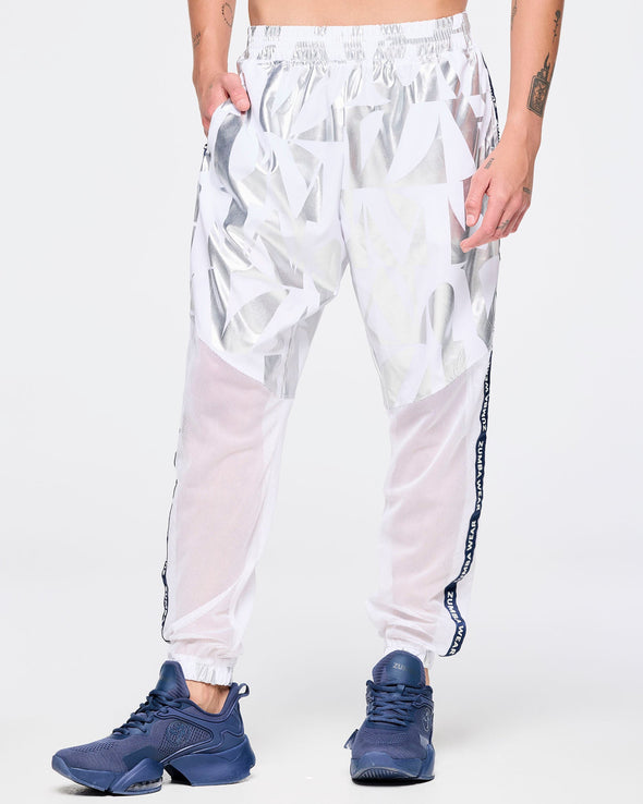 Zumba Out Loud High Waisted Woven Track Pants With Mesh - Wear It Out White Z1B000550