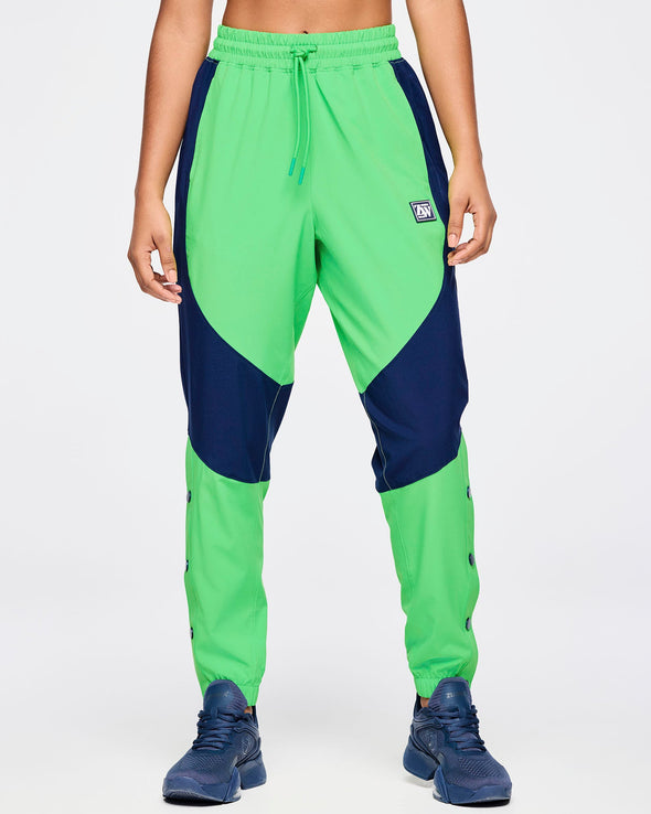 Zumba Out Loud Woven Track Pants With Side Snaps - Green Z1B000554