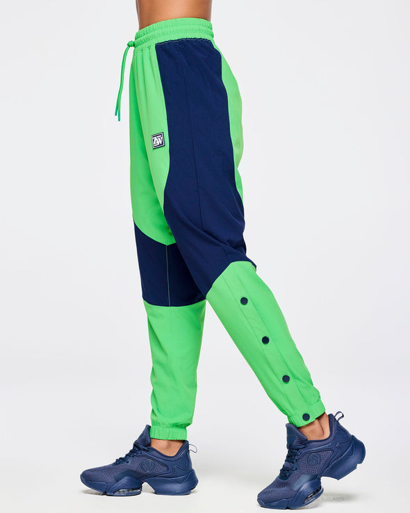 Zumba Out Loud Woven Track Pants With Side Snaps - Green Z1B000554