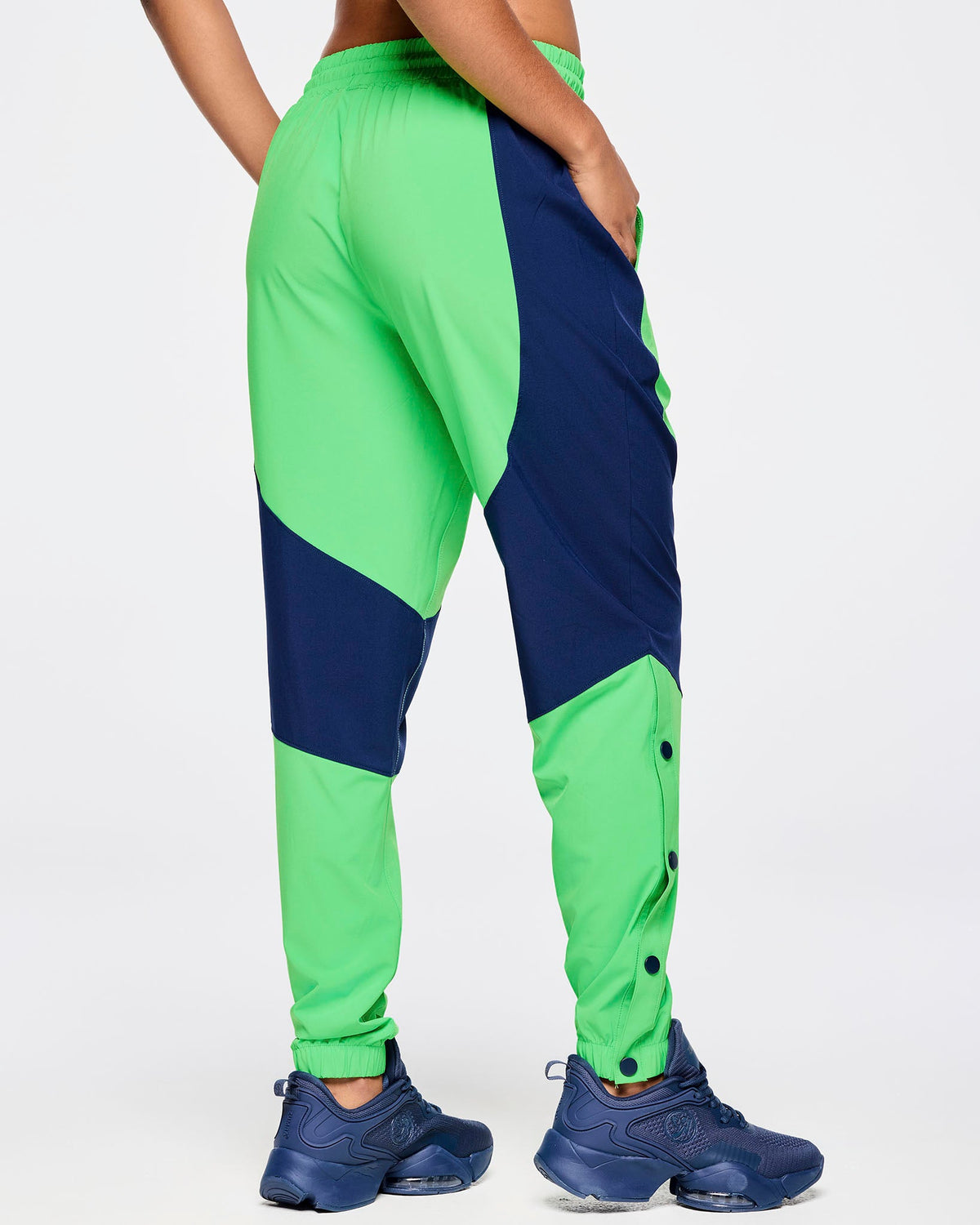 Zumba Out Loud Woven Track Pants With Side Snaps - Green Z1B000554