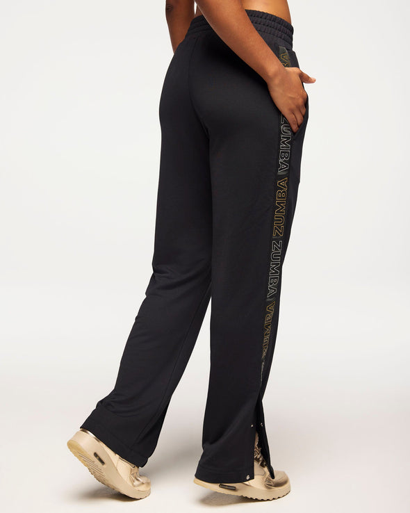 Zumba Runway Track Pants With Side Snaps - Bold Black Z1B000590