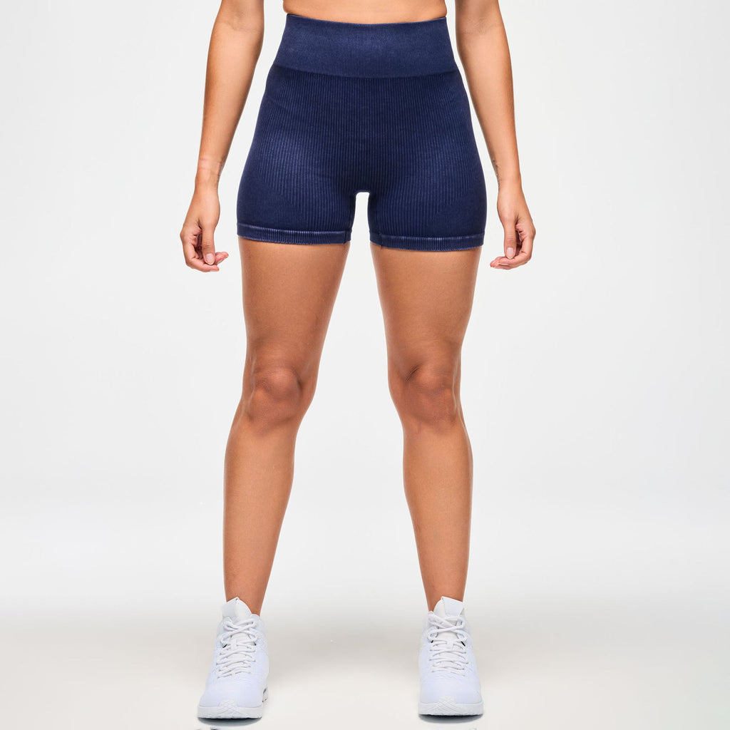 Blue Jean Seamless High Waisted Biker Shorts - Let's Go Indigo Z1B000593