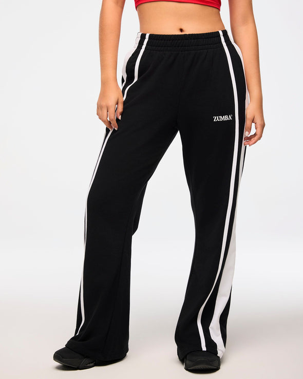 Zumba Haus Wide Leg Sweatpants With Side Panel - Bold Black Z1B000603