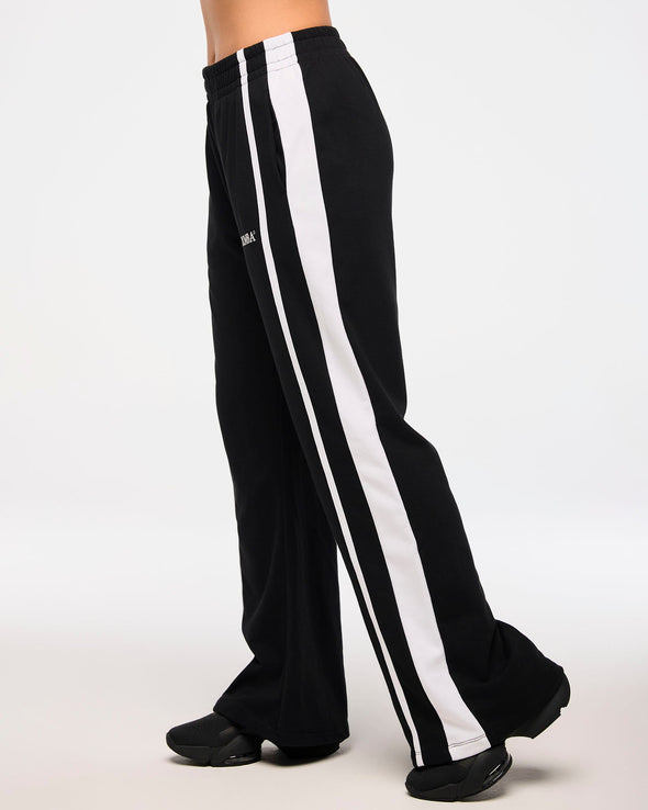 Zumba Haus Wide Leg Sweatpants With Side Panel - Bold Black Z1B000603