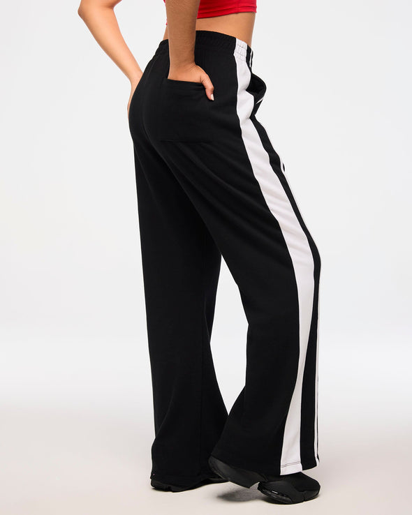 Zumba Haus Wide Leg Sweatpants With Side Panel - Bold Black Z1B000603