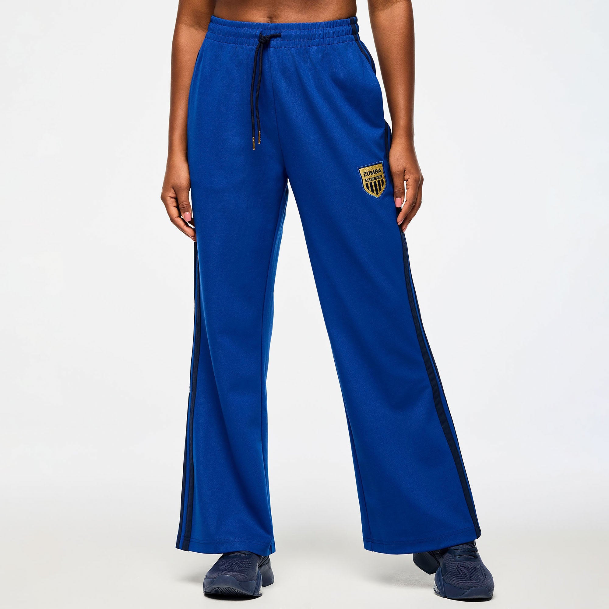 Victory Wide Leg Track Pants - Bold Black / Surfs Up Blue