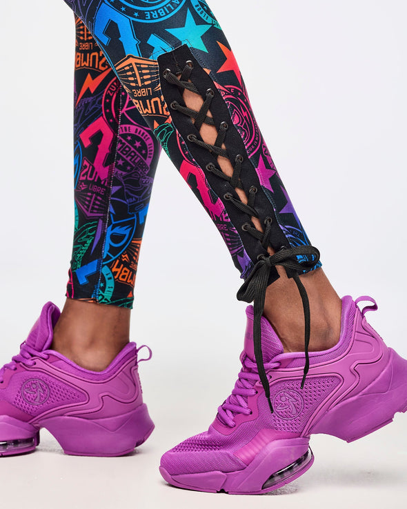 Zumba Libre High Waisted Ankle Legging With Lace Up Details - Black/Pink Z1B000617
