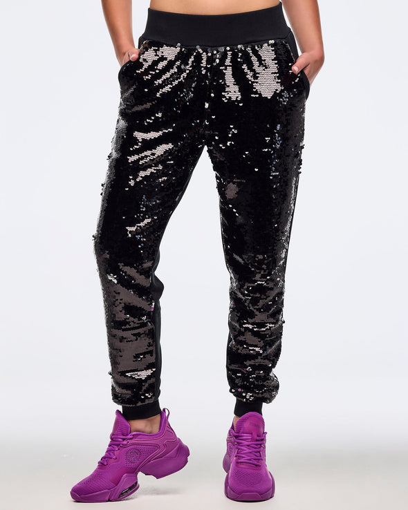 Zumba Libre Sequin Knit Joggers - Bold Black Z1B000619