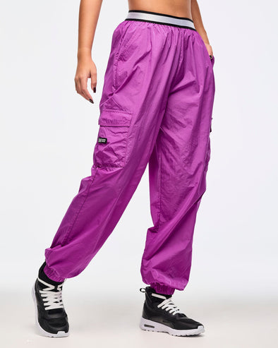 Zumba Libre Parachute Cargo Pants With Elastic Waistband - Purple Power Z1B000621