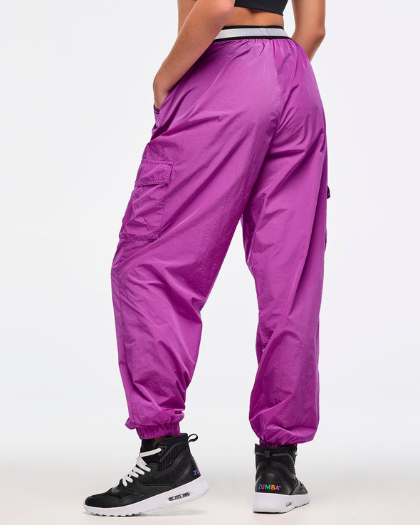 Zumba Libre Parachute Cargo Pants With Elastic Waistband - Purple Power Z1B000621