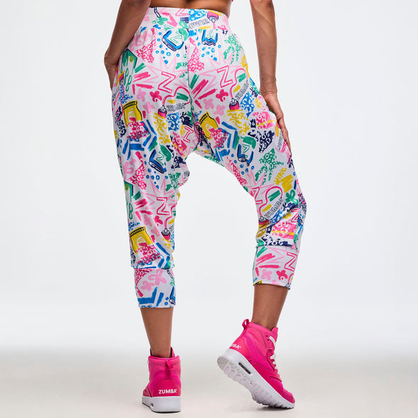 Sizzlin' Harem Crop Pants - White/Pink Z1B000632