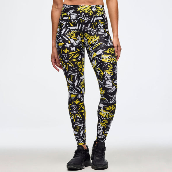 Sizzlin' High Waisted Ankle Leggings - Black/Pink - Black/Yellow Z1B000634