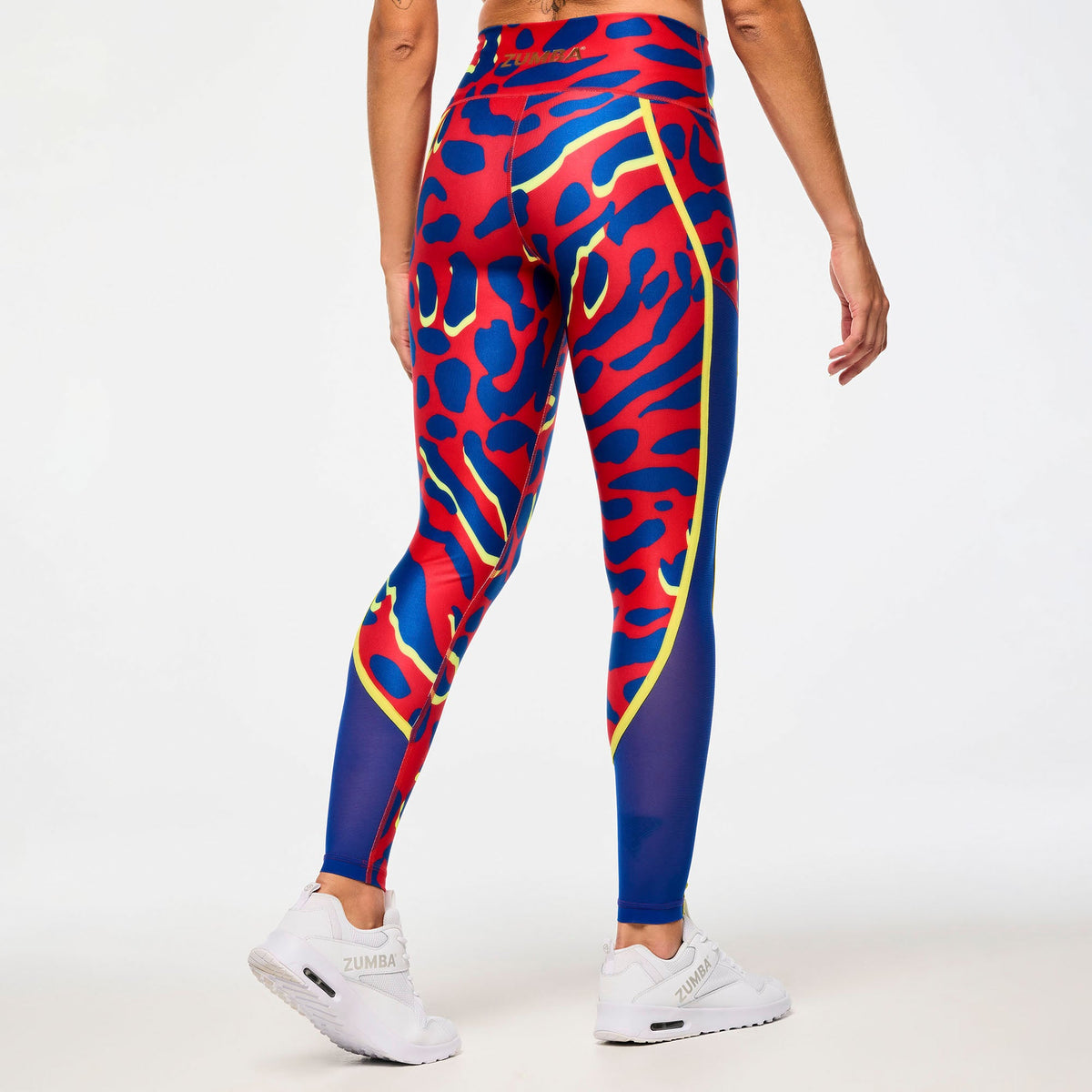 Victory High Waisted Ankle Leggings With Side Inserts - Red/Blue / Orange/Blue Z1B000643