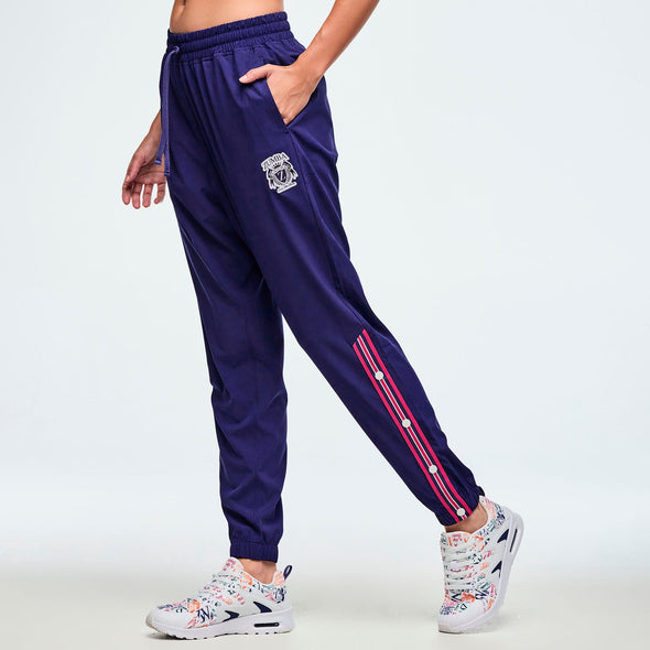 Class of 2001 Woven Track Pants With Side Snaps - Soft Navy Z1B000660