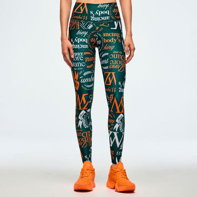 Class of 2001 High Waisted Ankle Leggings 2.0 - Dark Green/Orange Z1B000665