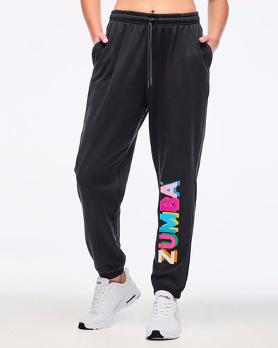 Zumba Multicolor Logo Slouch Sweatpants - Bold Black Z1B000670
