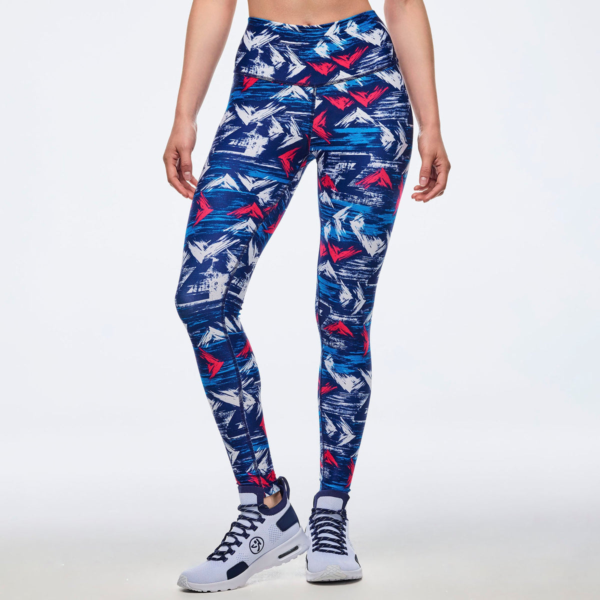 Apres Zumba High Waisted Ankle Leggings - Blue/White Z1B000676