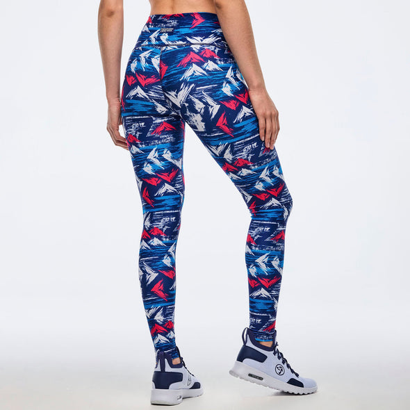 Apres Zumba High Waisted Ankle Leggings - Blue/White Z1B000676